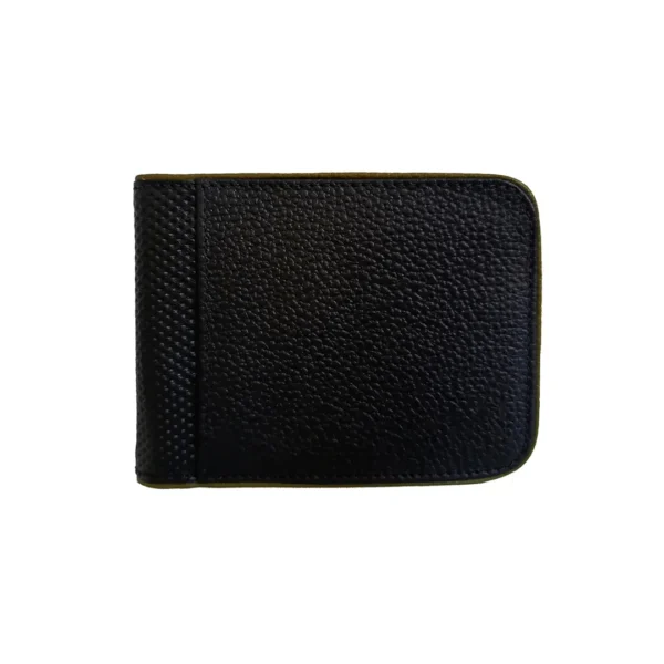 Billetera de Cuero para Hombre - Negro Verde Musgo Diseño Prisma